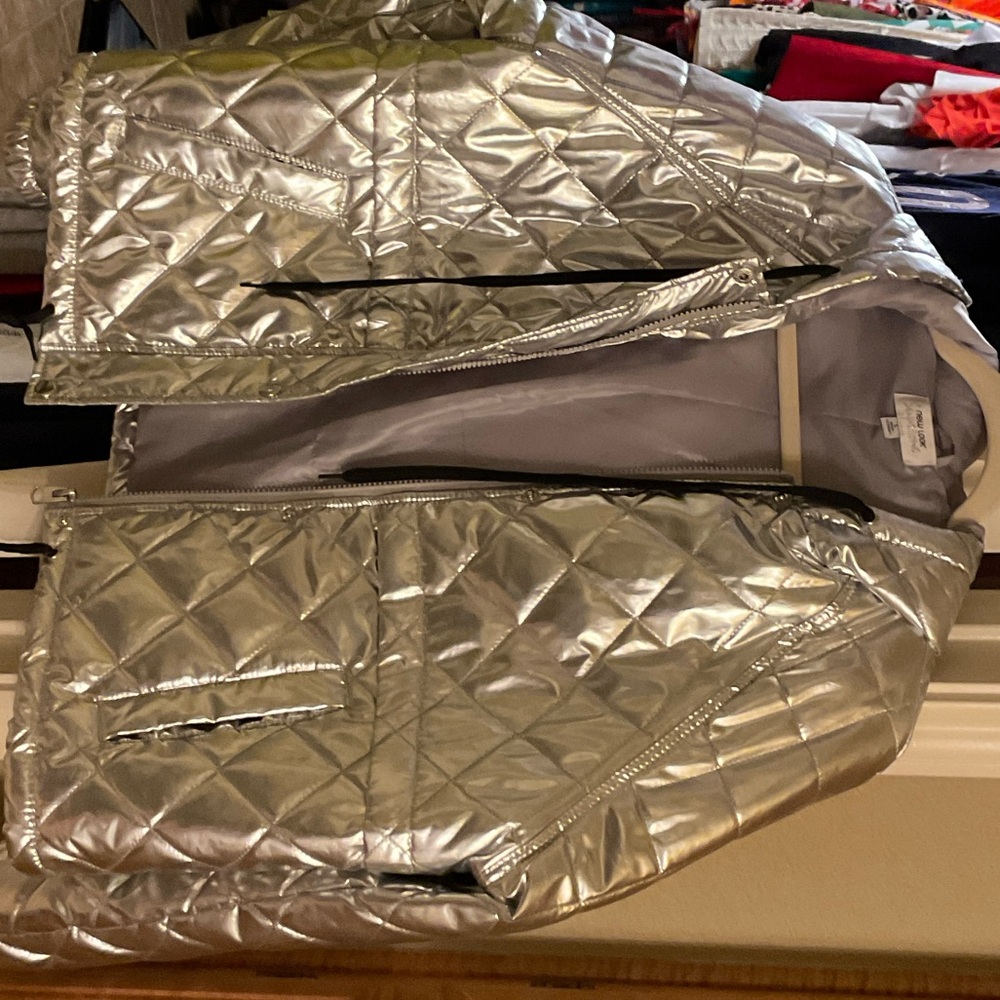New Look Silver Quilted Bomber Jacket